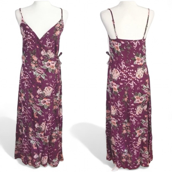 Gianni Bini Dresses Purple Floral Wrap/Tie Midi Dress - Picture 14 of 14